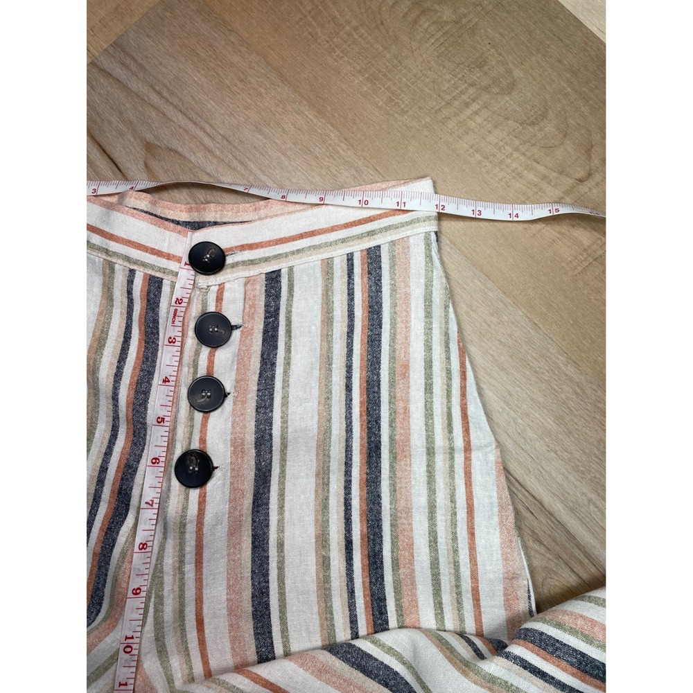 Stradivarius Linen Blend Striped Wide Leg Culotte Pants High Waist Size 4 - Picture 8 of 13